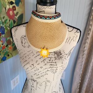 Lucky Brand Tan and Cream Woven Hat